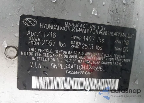2016 Hyundai Sonata Sport from USA, damaged, VIN 5NPE34AF1GH424596